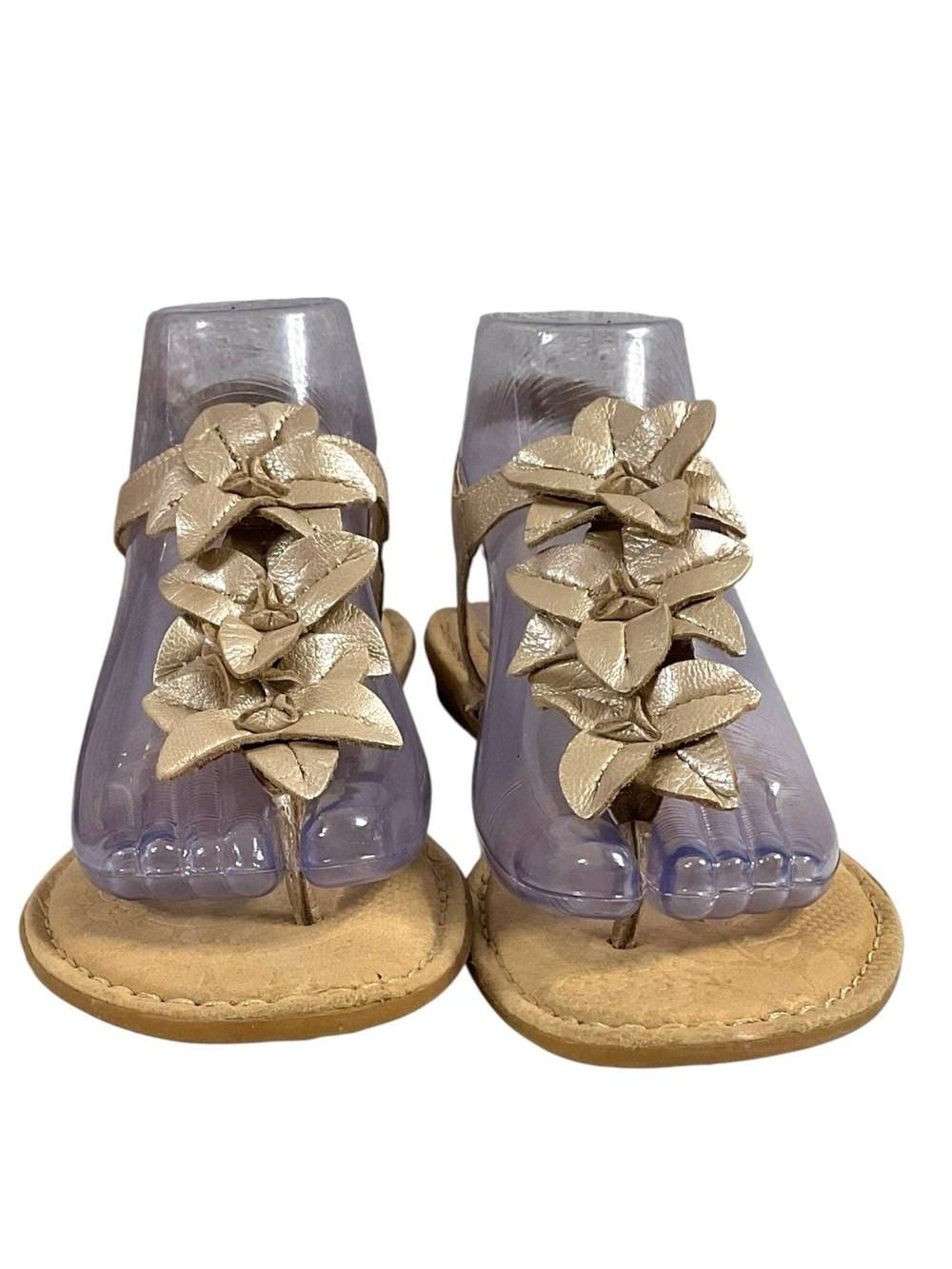 B.O.C Born Concept Metallic Gold Floral Thong Sandals Women’s Size 7